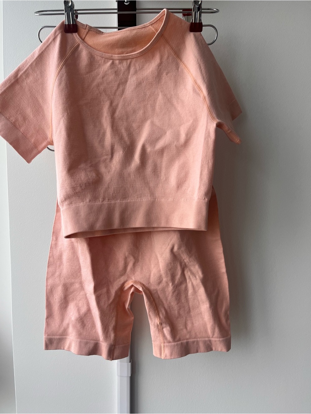 Peach Short Sleeve Crop Top & Shorts Set